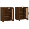 Elegant Brown Oak Wall Mounted Cabinets - 2 pcs | Hipo Market