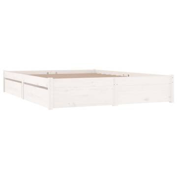 Stylish White Bed Frame with Drawers - 140x190 cm | HipoMarket