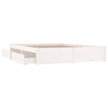 Stylish White Bed Frame with Drawers - 140x190 cm | HipoMarket