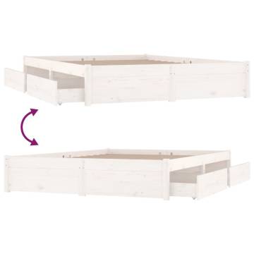 Stylish White Bed Frame with Drawers - 140x190 cm | HipoMarket