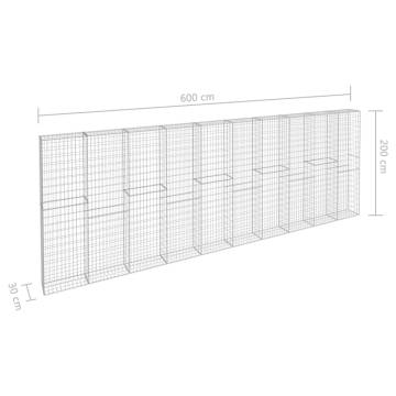 Gabion Wall with Covers - Galvanised Steel 600x30x200 cm