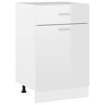 High Gloss White Drawer Bottom Cabinet - 50x46x81.5 cm