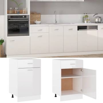 High Gloss White Drawer Bottom Cabinet - 50x46x81.5 cm