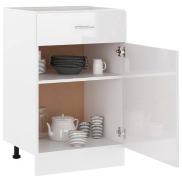 High Gloss White Drawer Bottom Cabinet - 50x46x81.5 cm