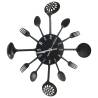 Stylish Fork & Spoon Wall Clock - 40 cm Black Aluminium