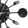 Stylish Fork & Spoon Wall Clock - 40 cm Black Aluminium