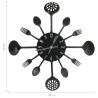 Stylish Fork & Spoon Wall Clock - 40 cm Black Aluminium