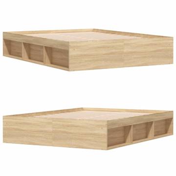 Sonoma Oak Bed Frame 140x200 cm | Modern Bedroom Furniture