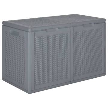 Garden Storage Box Grey PP Rattan 180 L - Durable & Stylish