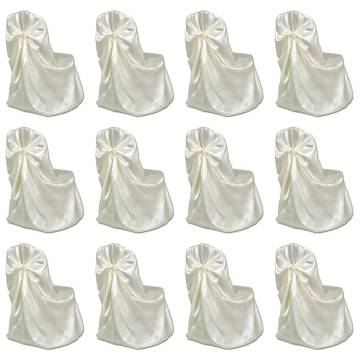 Cream Chair Covers for Weddings - 12 pcs | HipoMarket