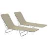 Folding Sun Loungers 2 pcs Steel and Fabric Taupe Colour taupe Quantity in Package 2 