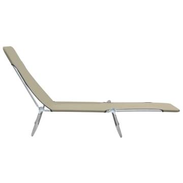 Folding Sun Loungers Set - 2 Pcs Steel & Fabric Taupe