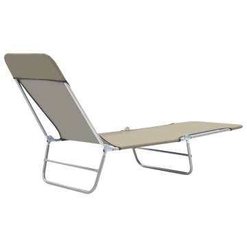 Folding Sun Loungers Set - 2 Pcs Steel & Fabric Taupe