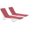 Folding Sun Loungers 2 pcs Steel and Fabric Red Colour red Quantity in Package 2 