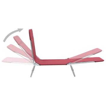 Folding Sun Loungers 2 pcs - Red Steel & Fabric | HipoMarket