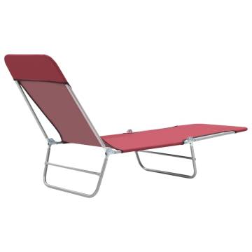 Folding Sun Loungers 2 pcs - Red Steel & Fabric | HipoMarket