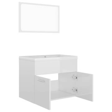 High Gloss White Bathroom Furniture Set - Stylish & Modern