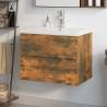 Sink Cabinet with Built-in Basin Smoked Oak Engineered Wood Colour smoked oak Size 60 x 38.5 x 45 cm Quantity in Package 1 Model with faucet & drain 