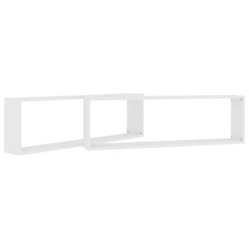 Wall Cube Shelf Set - 2 pcs White, Stylish & Functional