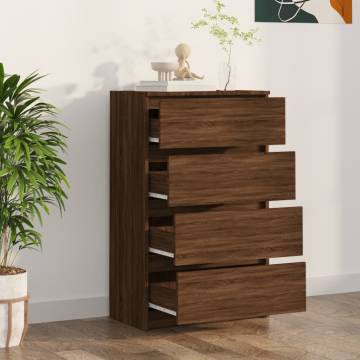 Brown Oak Sideboard - 60x35x98.5 cm Engineered Wood