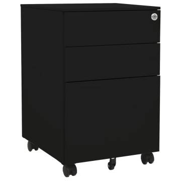 Mobile File Cabinet Black 39x45x60 cm - Durable Steel Storage