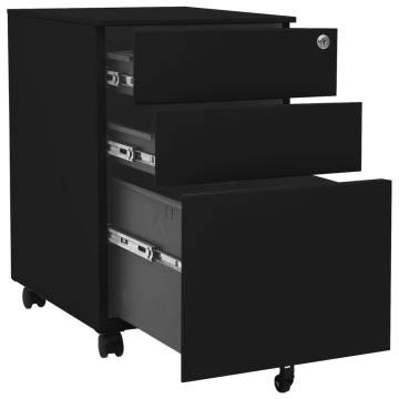 Mobile File Cabinet Black 39x45x60 cm - Durable Steel Storage