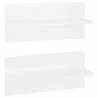 Stylish High Gloss White Wall Shelves - 2 pcs | HipoMarket