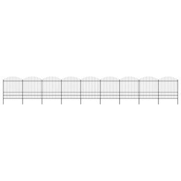 Premium Garden Fence with Spear Top Steel - 15.3m Black