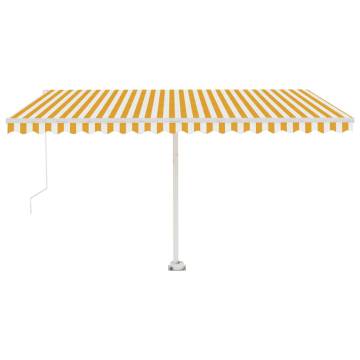 Freestanding Manual Retractable Awning 450x350 cm - Yellow/White