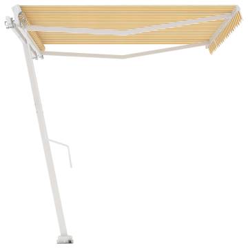 Freestanding Manual Retractable Awning 450x350 cm - Yellow/White