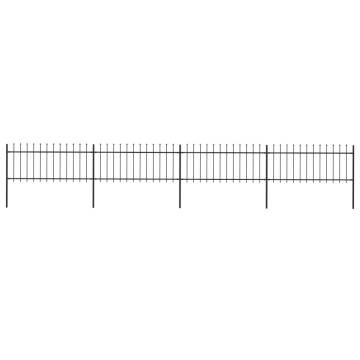 Elegant Garden Fence with Spear Top Steel - 6.8m Black