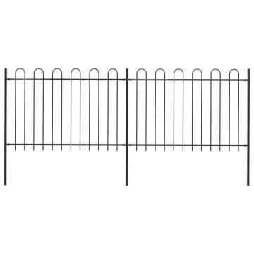 Elegant Black Garden Fence with Hoop Top - 3.4x1.2 m