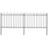 Elegant Black Garden Fence with Hoop Top - 3.4x1.2 m