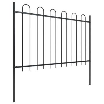 Elegant Black Garden Fence with Hoop Top - 3.4x1.2 m