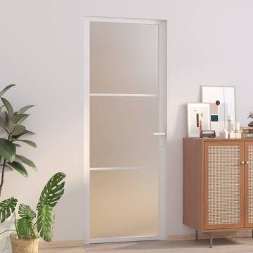 Interior Door 76x201.5 cm White Matt Glass & Aluminium - HipoMarket