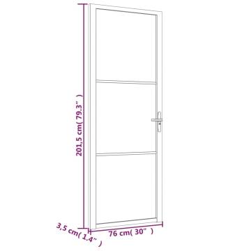 Interior Door 76x201.5 cm White Matt Glass & Aluminium - HipoMarket