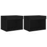 Stylish Wall-Mounted Bedside Cabinets with LED Lights - 2 pcs Black