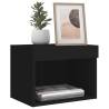 Stylish Wall-Mounted Bedside Cabinets with LED Lights - 2 pcs Black