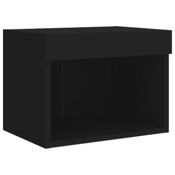 Stylish Wall-Mounted Bedside Cabinets with LED Lights - 2 pcs Black