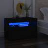 Bedside Cabinet & LED Lights Black 60x35x40 cm Engineered Wood Colour black Quantity in Package 1 