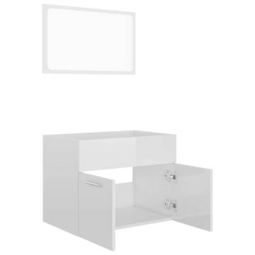 Stylish 2 Piece Bathroom Furniture Set - High Gloss White