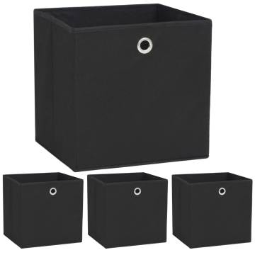 Storage Boxes 4 pcs Non-woven Fabric 32x32 cm - Black