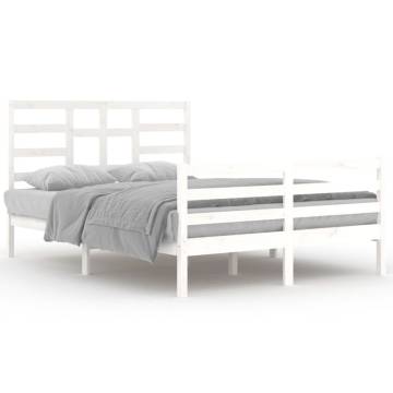 White Solid Wood Bed Frame 140x200 cm | Hipomarket