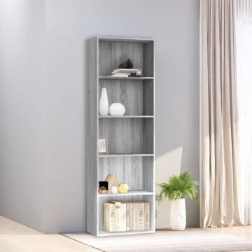 5-Tier Grey Sonoma Book Cabinet - Stylish Storage Solution