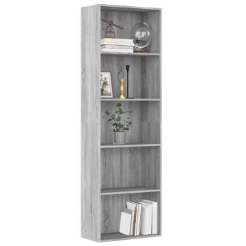 5-Tier Grey Sonoma Book Cabinet - Stylish Storage Solution