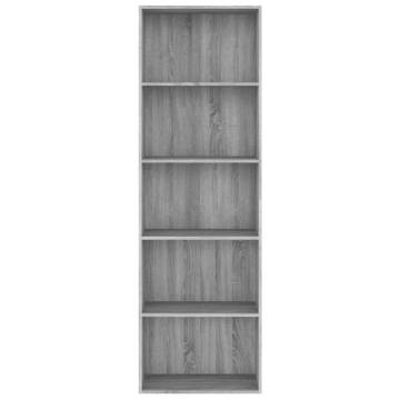 5-Tier Grey Sonoma Book Cabinet - Stylish Storage Solution