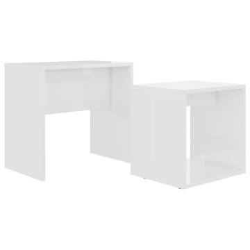 Coffee Table Set High Gloss White - Space-Saving Design