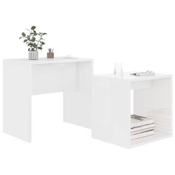 Coffee Table Set High Gloss White - Space-Saving Design