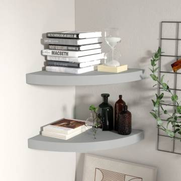 Stylish Floating Corner Shelves - 2 pcs Grey | HipoMarket UK