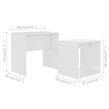 Coffee Table Set High Gloss White - Space-Saving Design